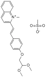 Molecular Structure of 89868-64-4 (Quinolinium, 2-[2-[4-(2,2-dimethoxyethoxy)phenyl]ethenyl]-1-methyl-,methanesulfonate)